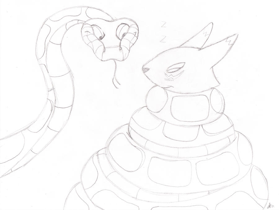 Kaa and Renamon Redraw sketch by lol20 on DeviantArt