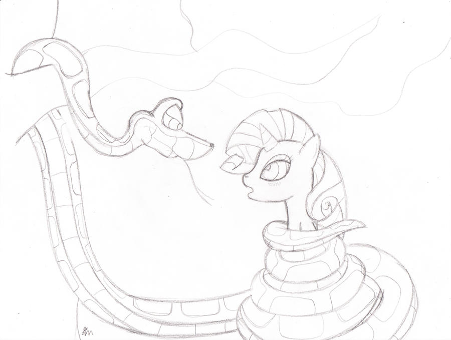 Kaa Meets Rarity sketch by lol20 on DeviantArt