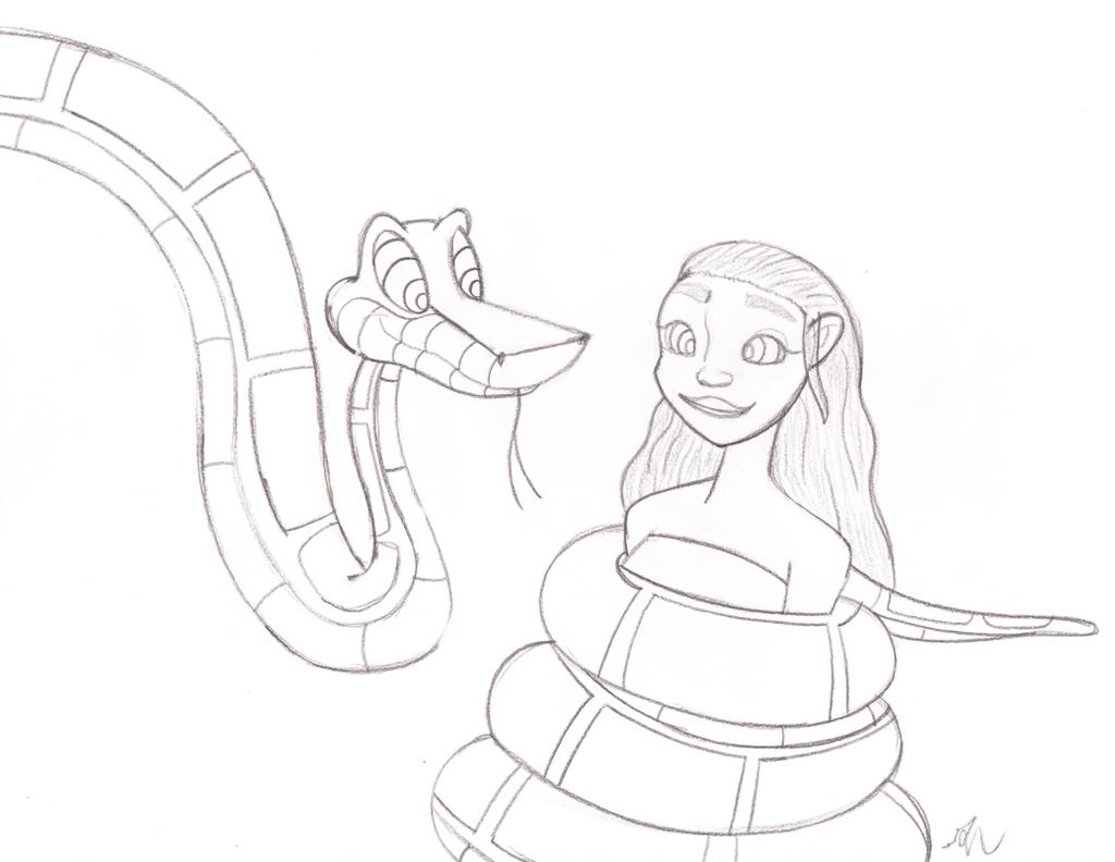 Kaa and Moana Sketch by lol20 on DeviantArt