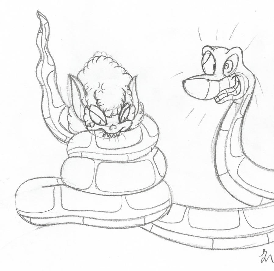 Kaa and Winnie Wolf Sketch by lol20 on DeviantArt
