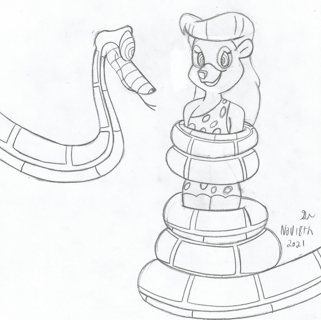 Kaa and Jungle Girl Rebecca Redrawn Sketch by lol20 on DeviantArt