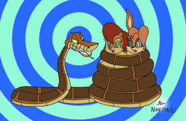 Kaa and Sally And Bunnie Redrawn Painted