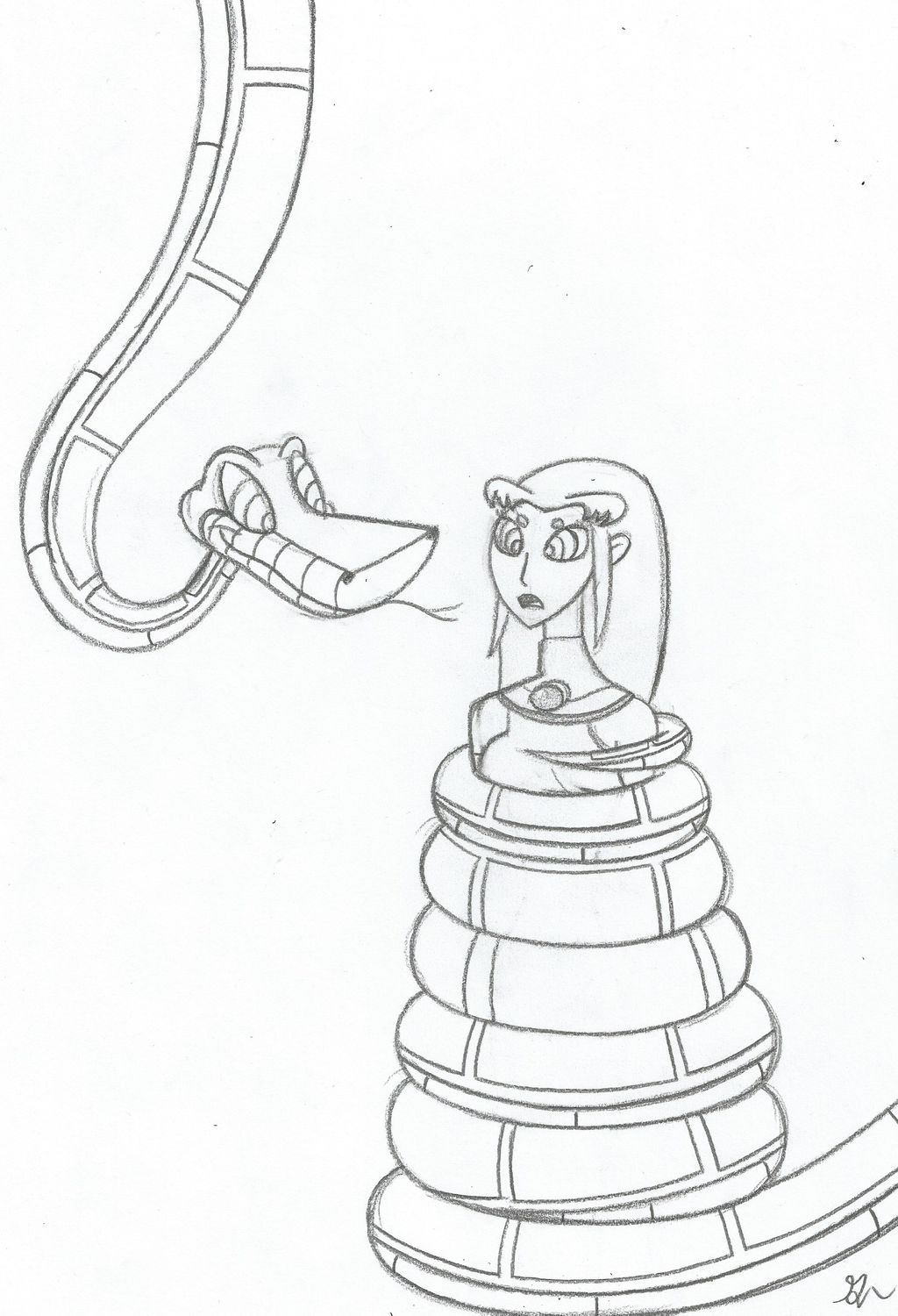 Kaa and Starfire Redrawn Sketch by lol20 on DeviantArt