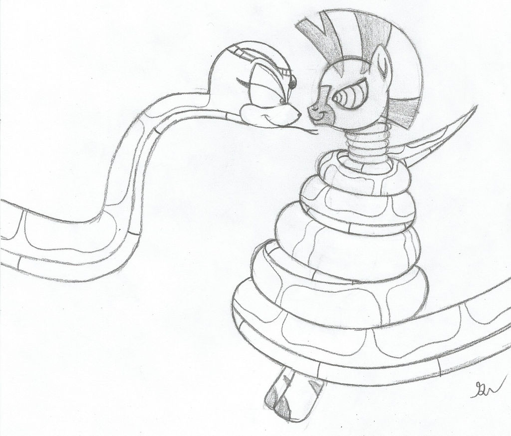 Fem kaa and Zecora Sketch by lol20 on DeviantArt