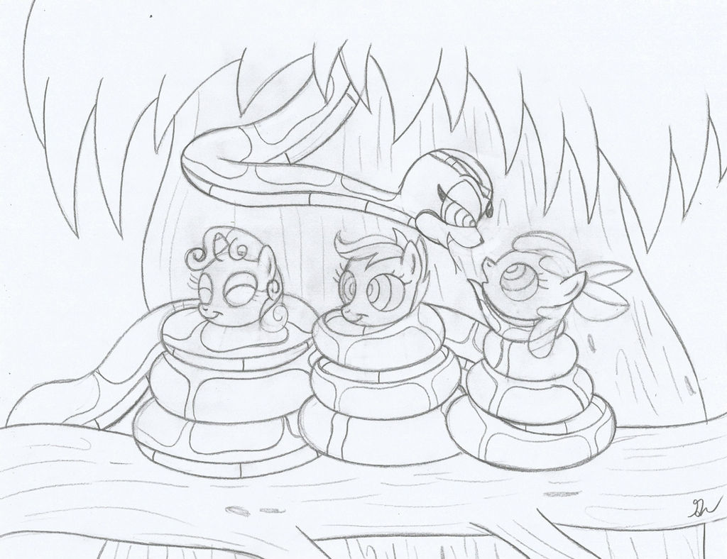 Fem Kaa and The Cutie Mark Cursaders Sketch by lol20 on DeviantArt