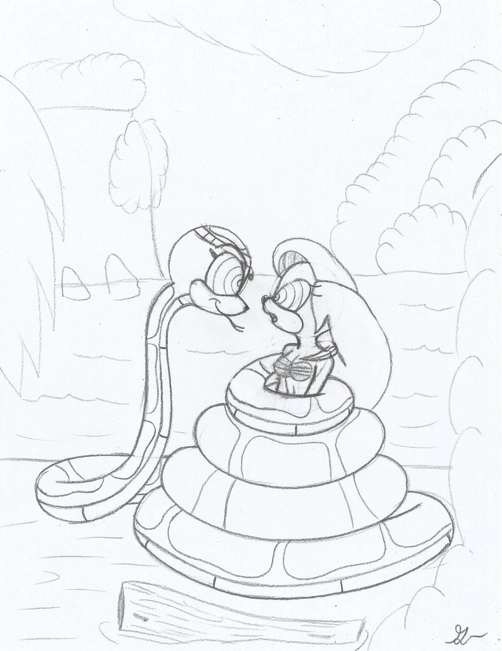 Fem Kaa and Sonic Princess Ariel Sketch by lol20 on DeviantArt