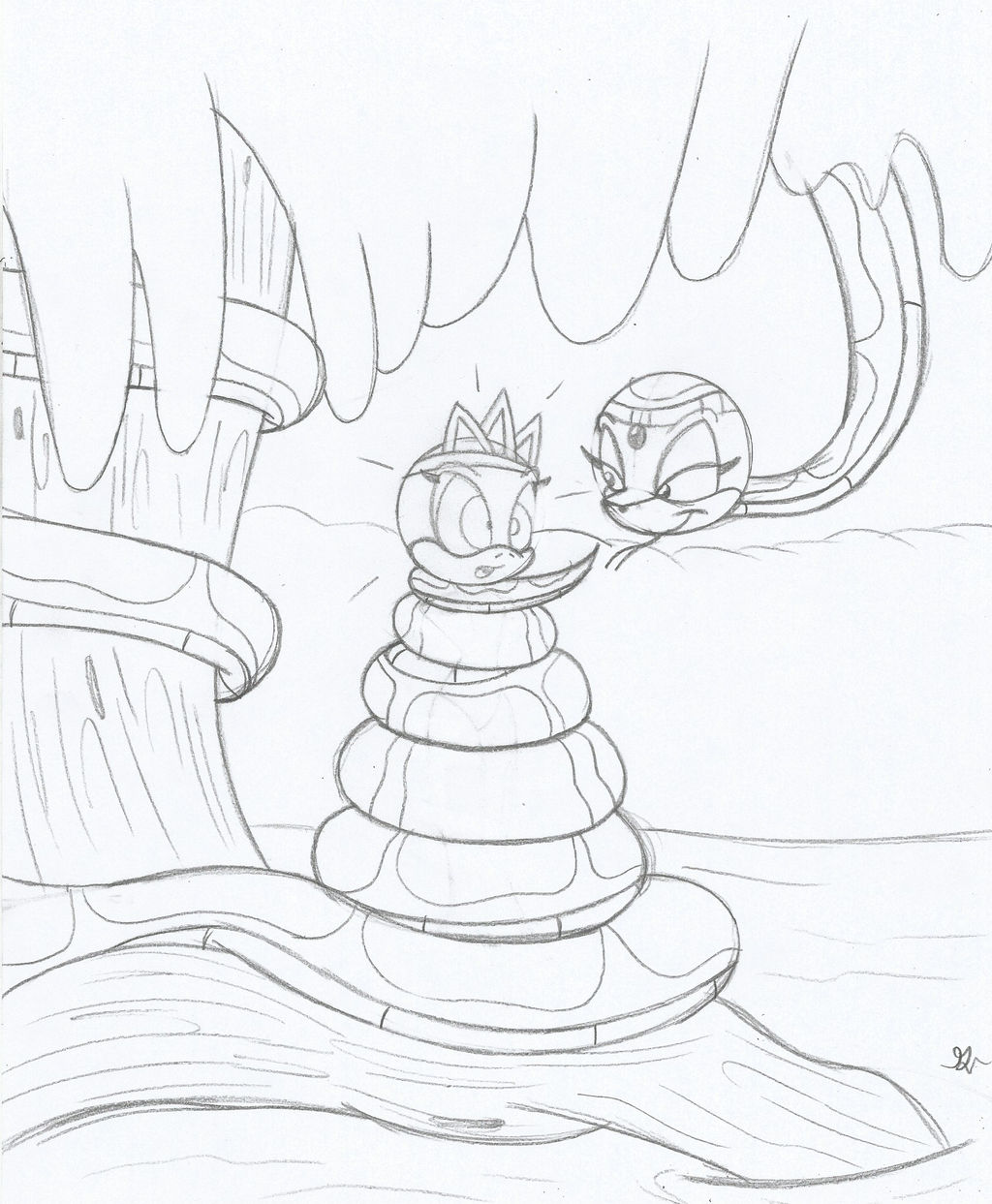 Fem Kaa and Tiana the Frog Sketch by lol20 on DeviantArt