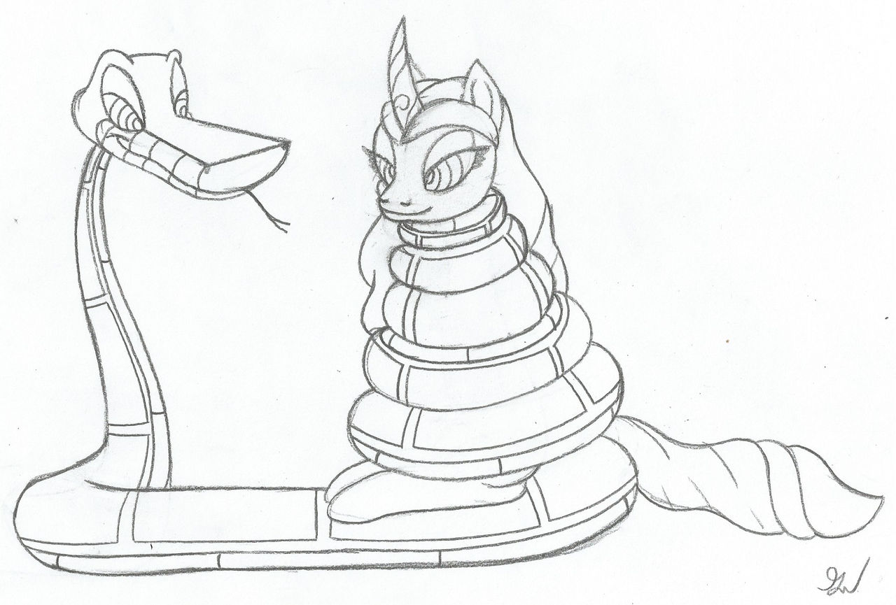 Kaa and Opaline Sketch by lol20 on DeviantArt