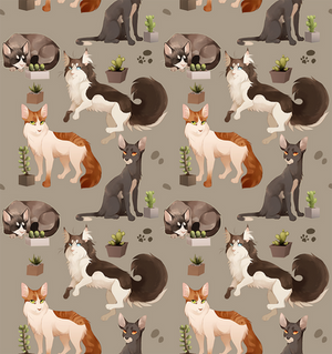 Cat and Cacti pattern