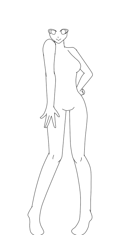Anime Girl Lineart Base Mspaint Friendly By Cursed Obesession On