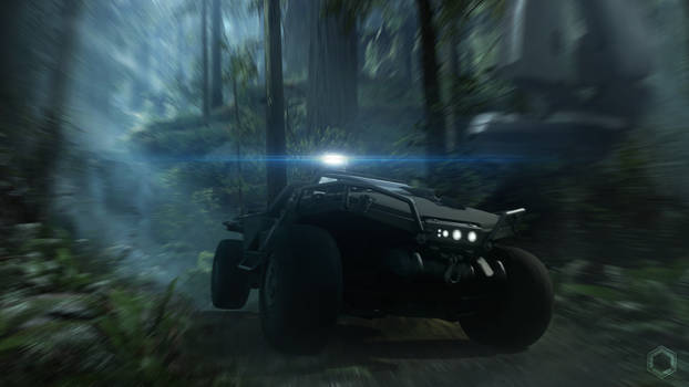 Halo Warthog - Masterchief speeding in jungle