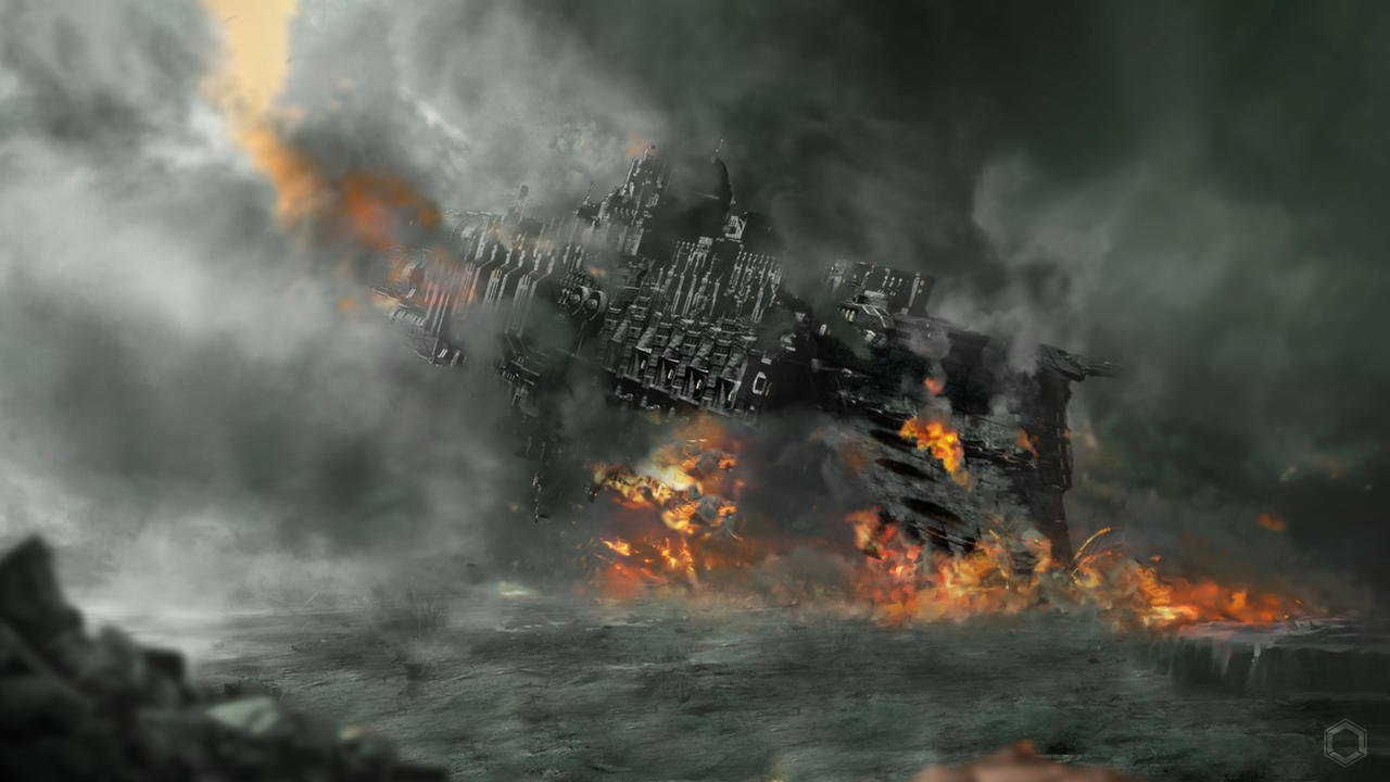 Space Marines Cathedral ship crash by HexanitY on DeviantArt