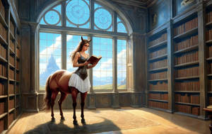 centaur-reading-in-library