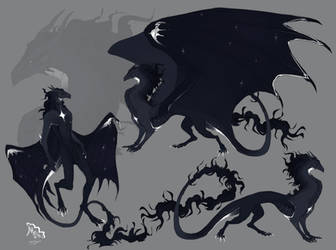 Night  dragon   detailed sketch custom design by Meillyria