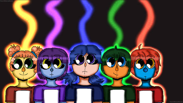 rainbow friends and oc cherry (my version) by heartsriannabendy on