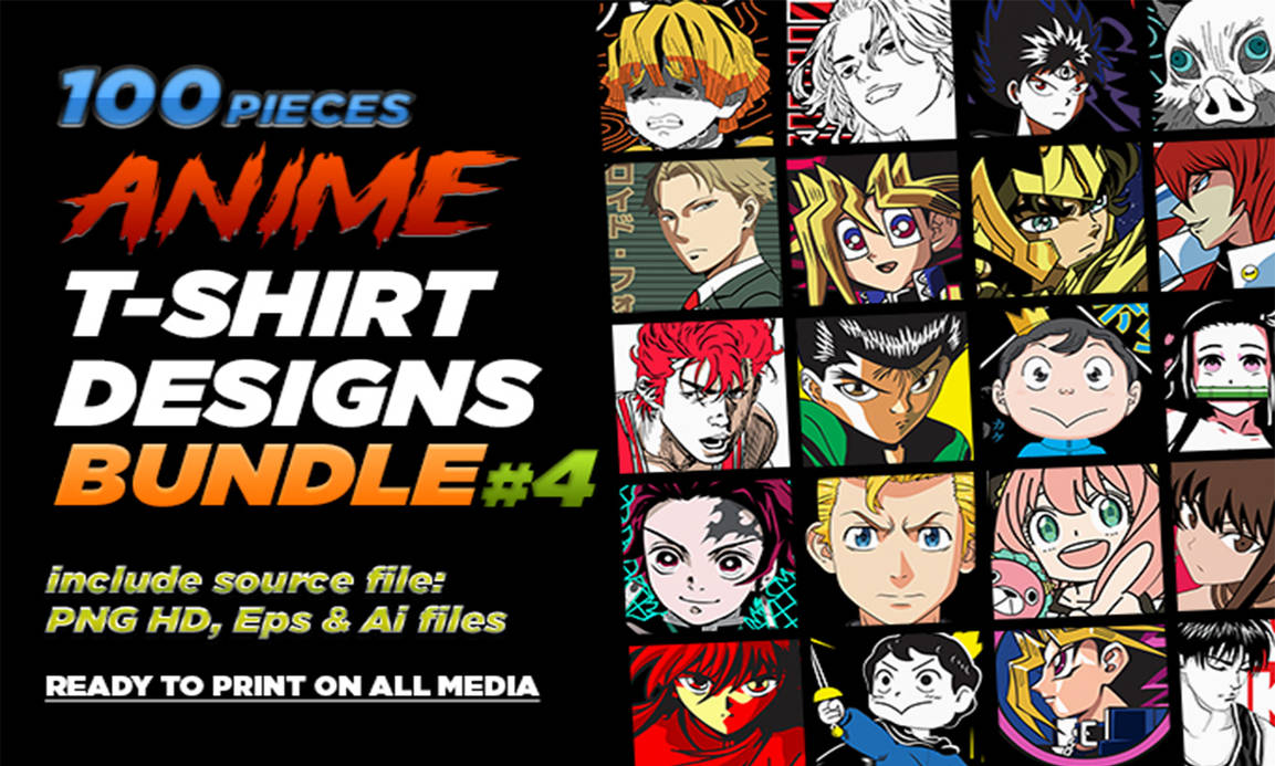 100 Anime Vectors T-shirt Designs Bundle #4 by thegraphex on DeviantArt