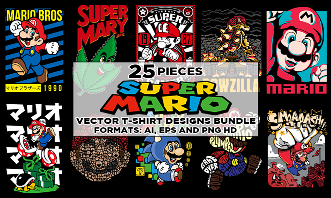Mario Custom Design 25 Super Mario Vector T-shirt Designs Bundle #1 by thegraphex on DeviantArt