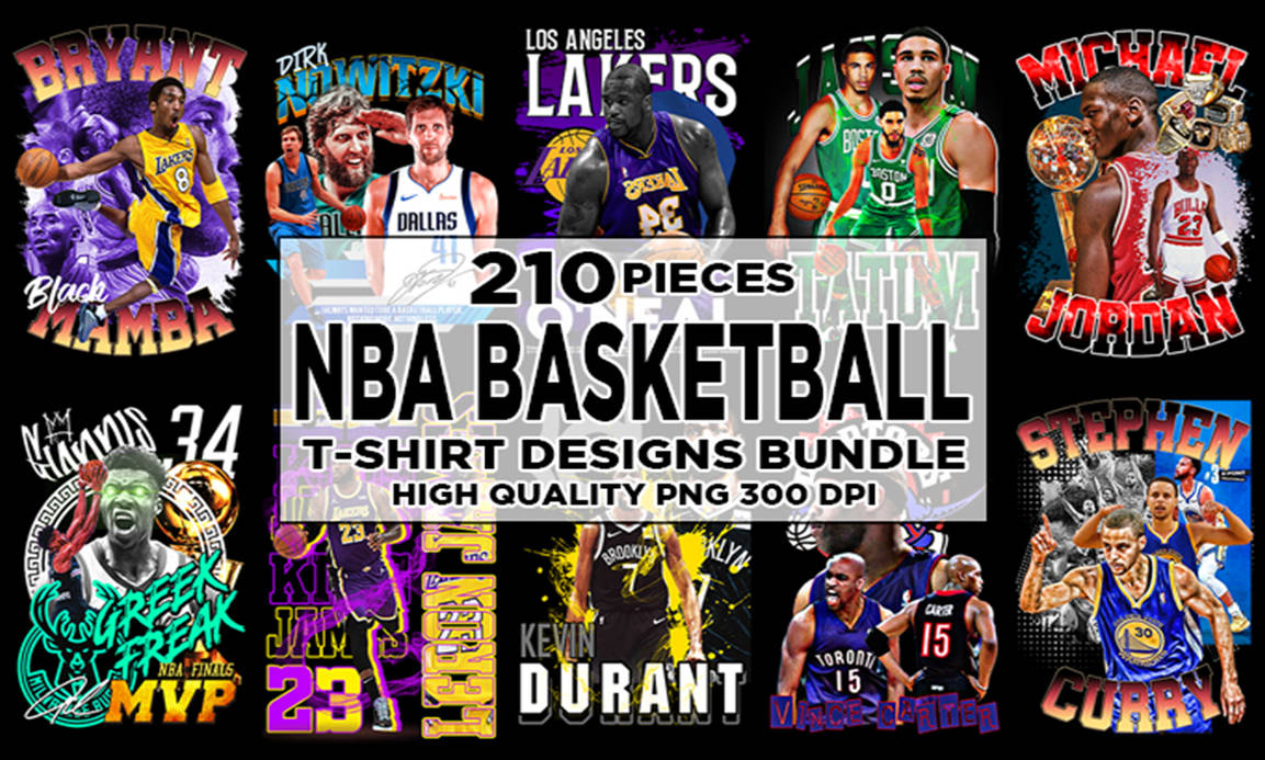 210 NBA Basketball T-Shirt Designs Ultimate Bundle by thegraphex on ...