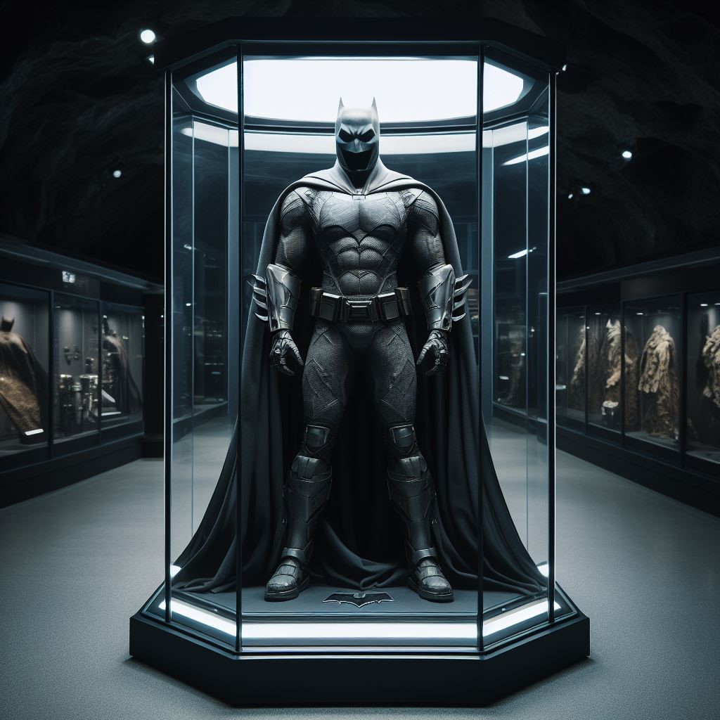 Batman suit in glass display case by JFsGallery on DeviantArt