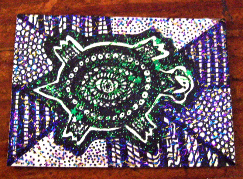 Glitter Turtle Aceo