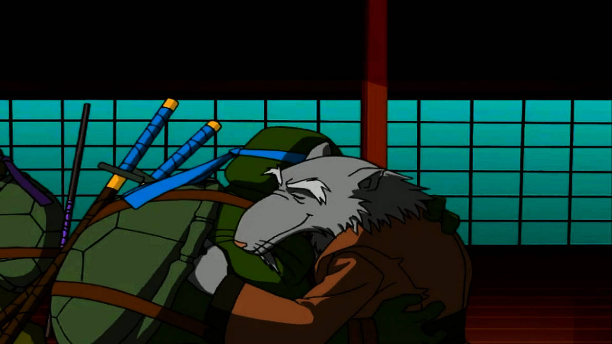 Leo and Splinter hugging by Niklasm15 on DeviantArt