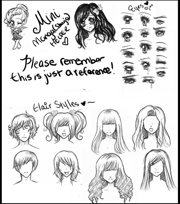 Loli hairs reference for drawing anime and manga character