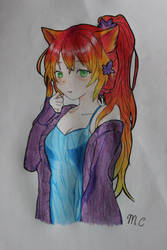 Flame-haired Nekomimi Coloured