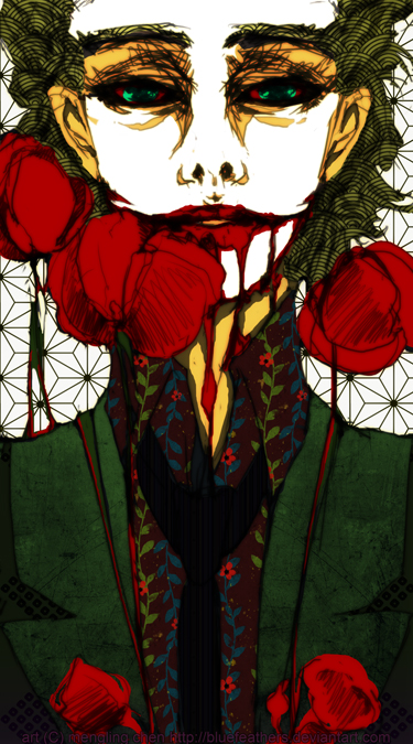 Joker with tulips