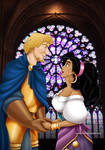 Esmeralda and Phoebus by Mareishon