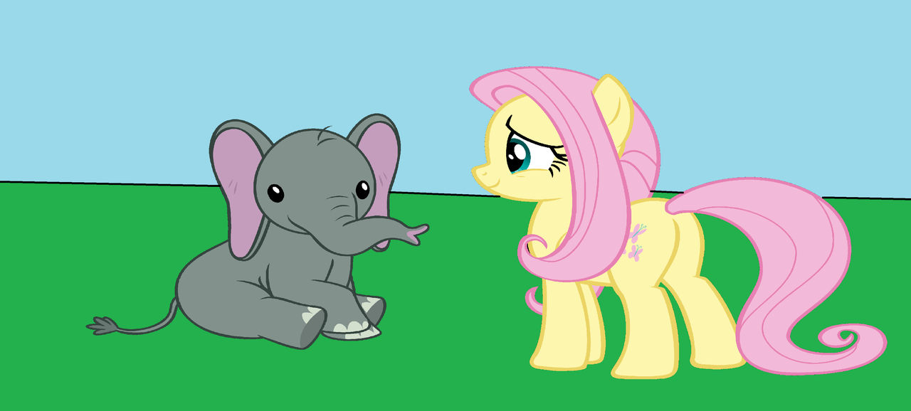 Mlp Elephant Deviantart Fluttershy and the Elephant by Disneyponyfan on DeviantArt
