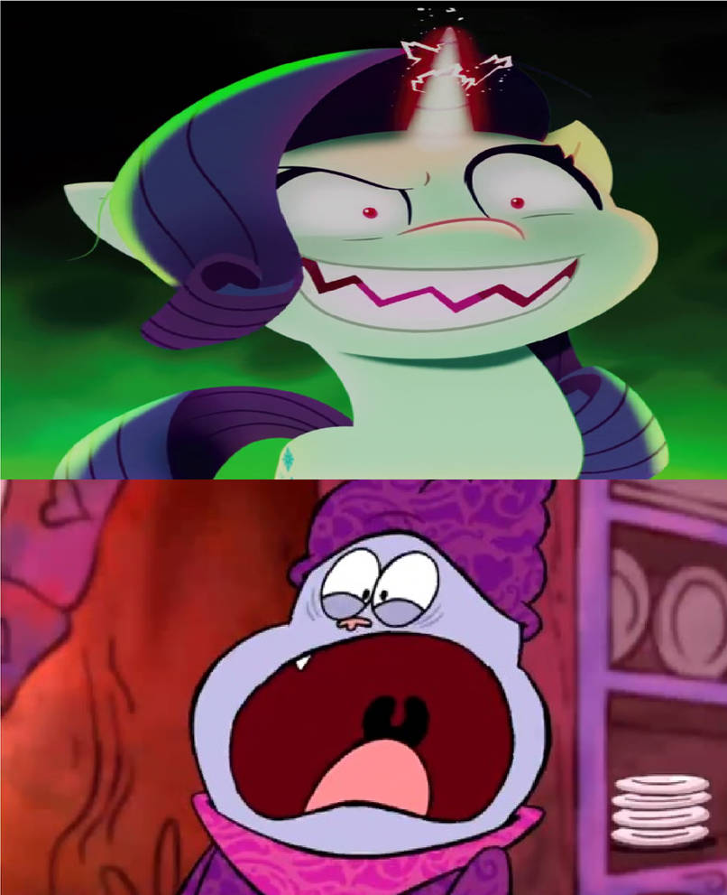 Chowder was scared by Evil Rarity by Disneyponyfan on DeviantArt