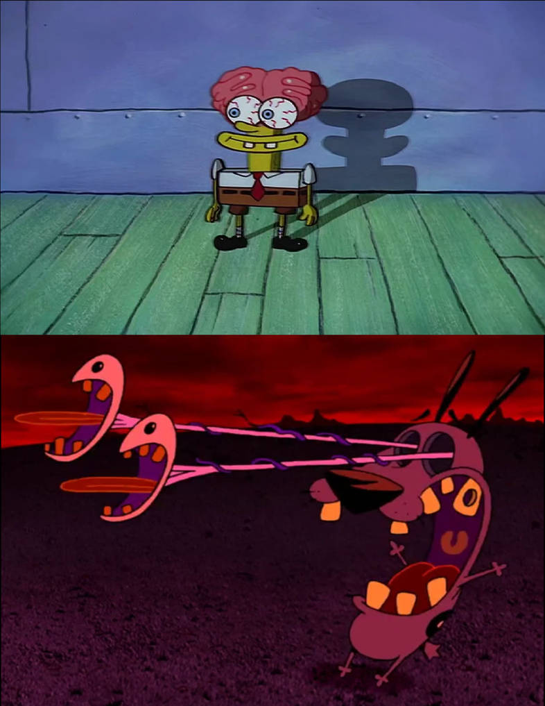 SpongeBob's Brain terrifies Courage by Disneyponyfan on DeviantArt