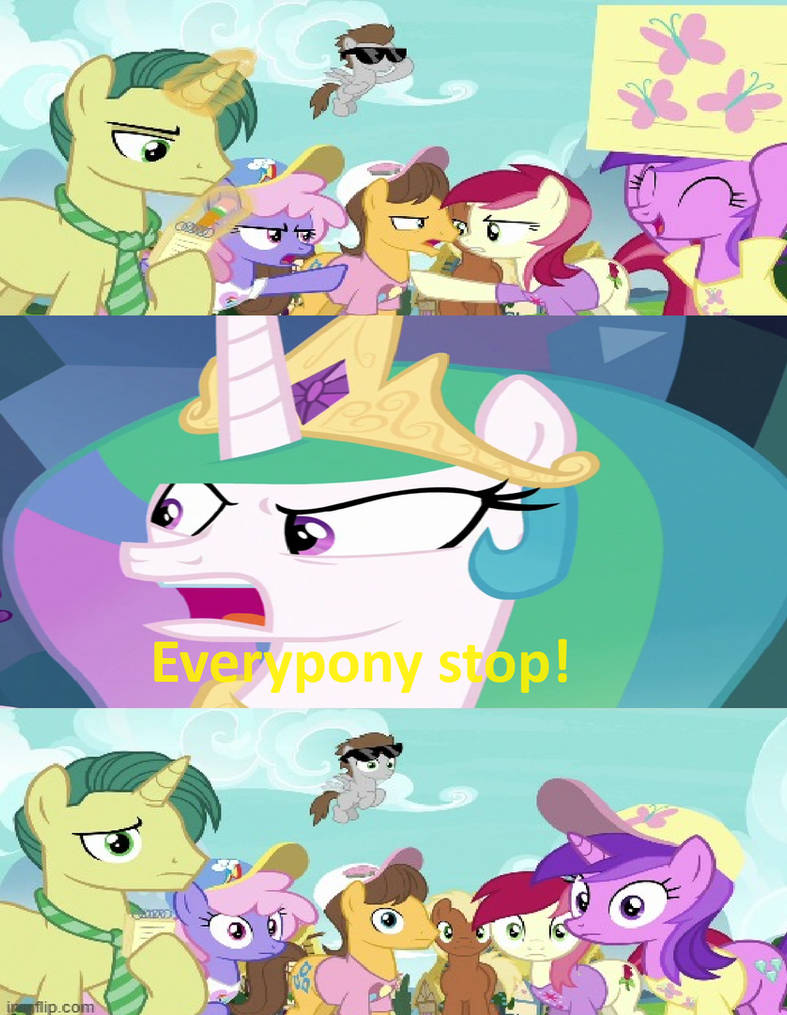 Celestia tells The Fans to stop arguing by Disneyponyfan on DeviantArt