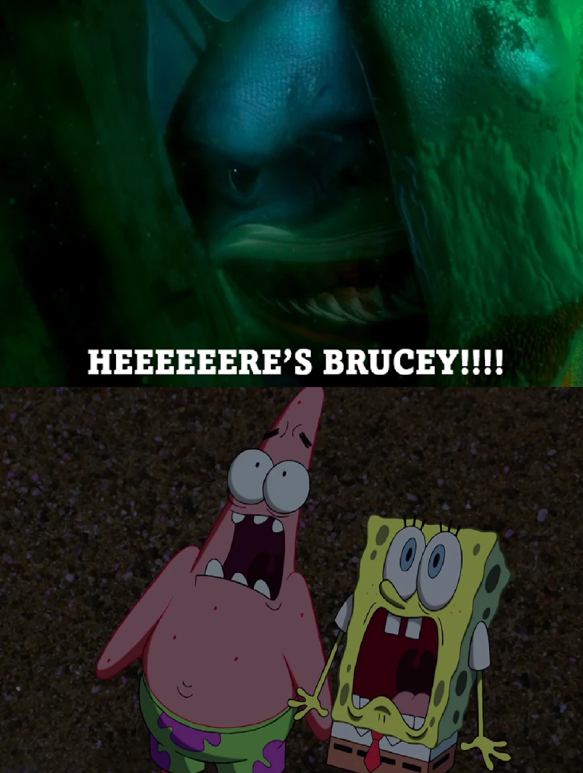 Bruce Scared Deviantart Bruce scares Sponge and Pat by Disneyponyfan on DeviantArt