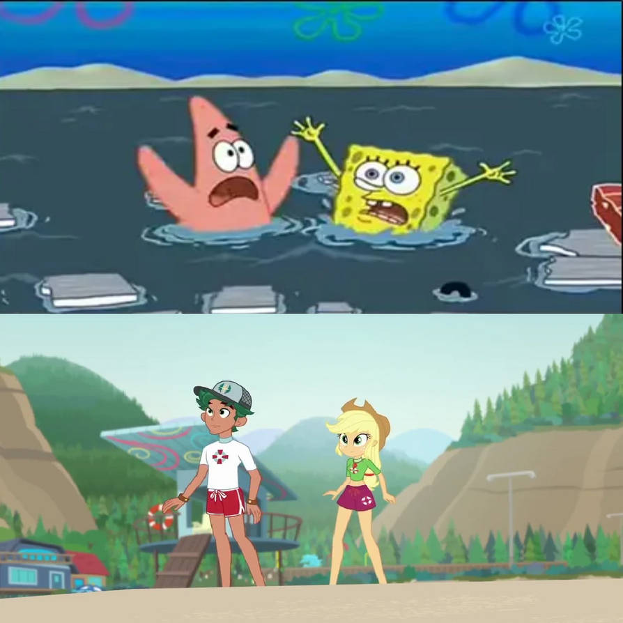 Timber Applejack Timber and Applejack Recuses SpongeBob and Patrick by Disneyponyfan on ...