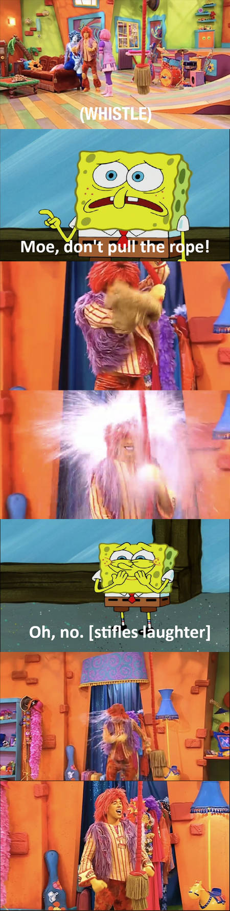 Spongebob Catching Rope SpongeBob yells Moe to not pull the rope by Disneyponyfan on DeviantArt
