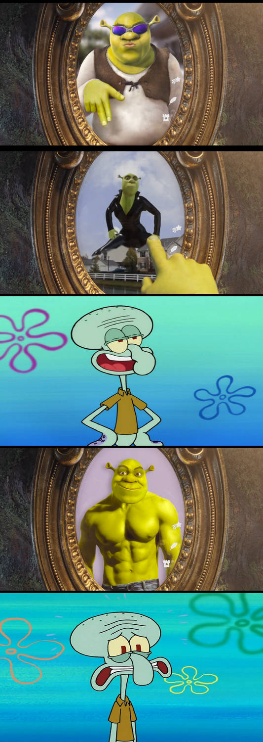 Squidward reacts to Shrek muscular edit by Disneyponyfan on DeviantArt Squidward reacts to Shrek muscular edit by Disneyponyfan on DeviantArt