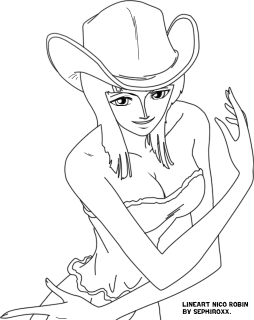 Nico Robin / vertical and background line drawing ONE PIECE FILM