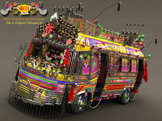 Create a  3D Pakistani Bus