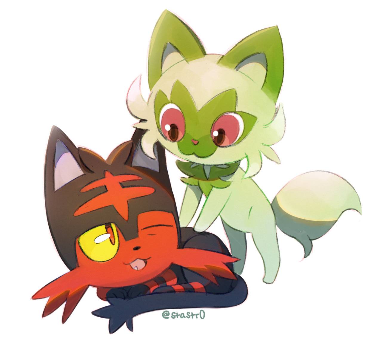 Sprigatito X Litten by ramonle on DeviantArt