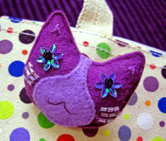 Purple Cat Brooch