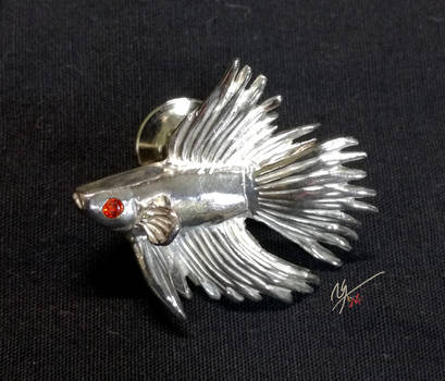 Crowntail betta fish necktie pin by NagiSpider