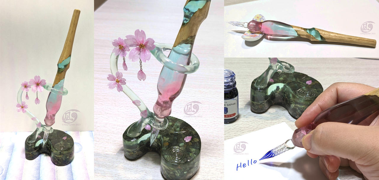 Cherry blossom Dip pen and Pen stand