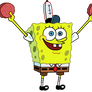 SpongeBob Holding Up Two Patties