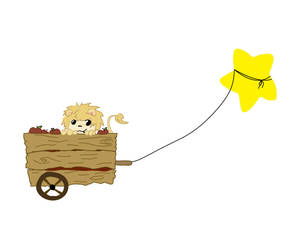 A Lion And An Apple Wagon