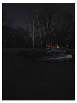 Moonlit boats ashore