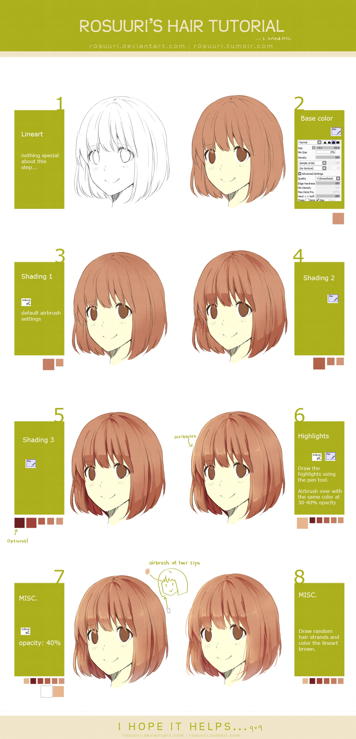 How to color anime hair step by step