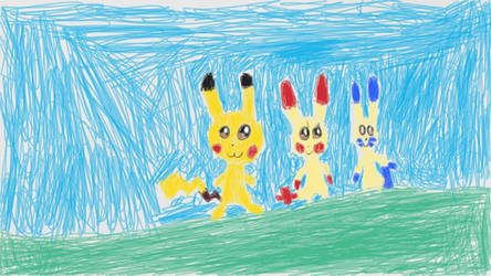 Plusle and Minun and Pikachu