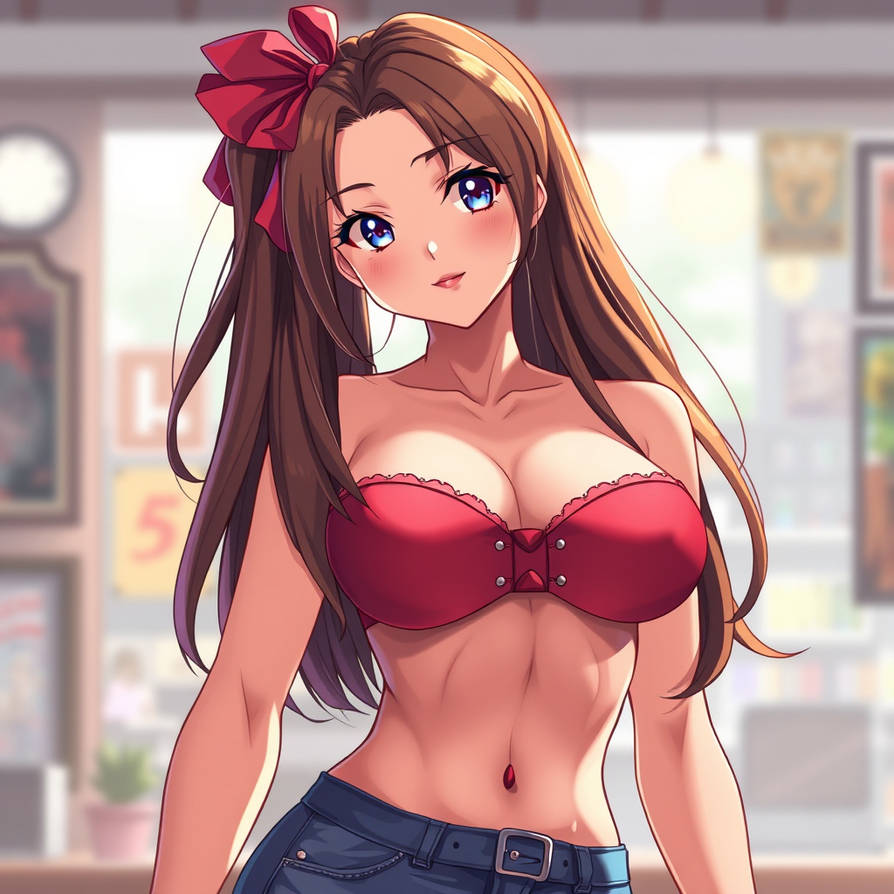 Big Breasted, Hourglass Shape, Brown Hair Woman