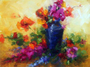 Best Friends - floral still life oil painting